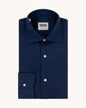 Spread Collar Shirt - Navy Linen