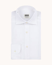 Spread Collar Shirt - White Linen