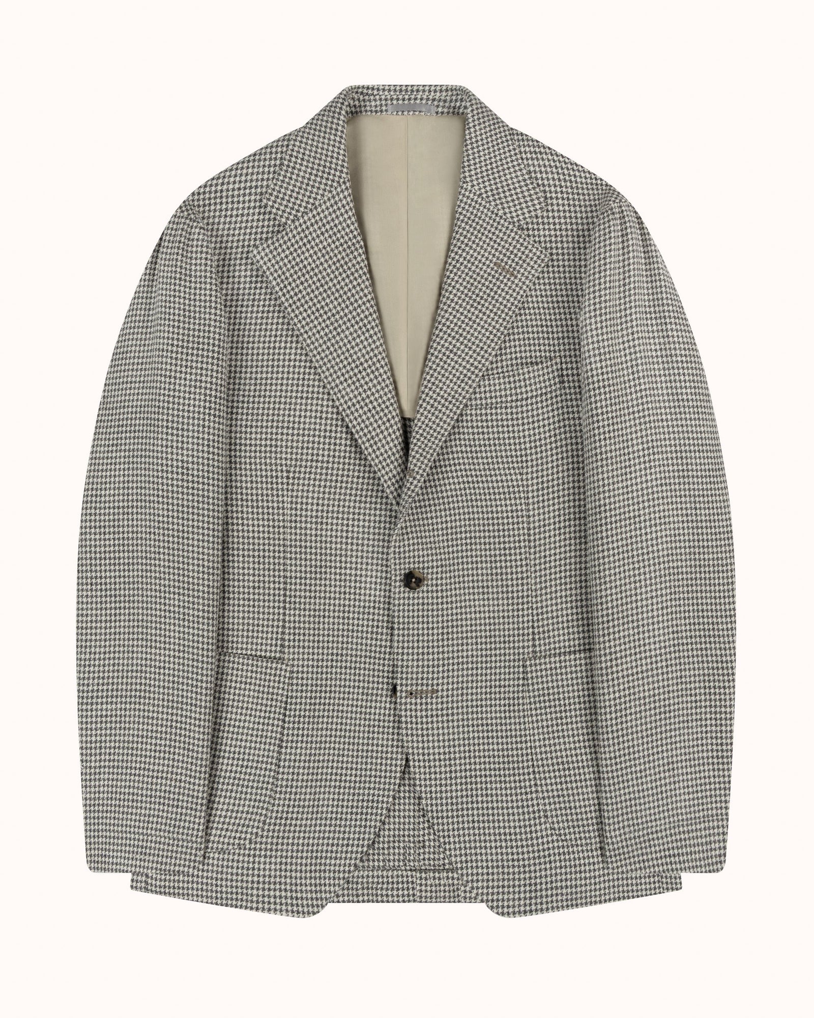 Sport Jacket Grey Houndstooth Wool Silk Linen