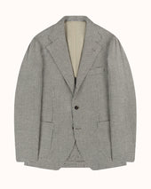 Sport Jacket - Grey Houndstooth Wool Silk Linen