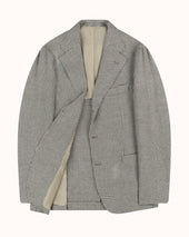 Sport Jacket Grey Houndstooth Wool Silk Linen
