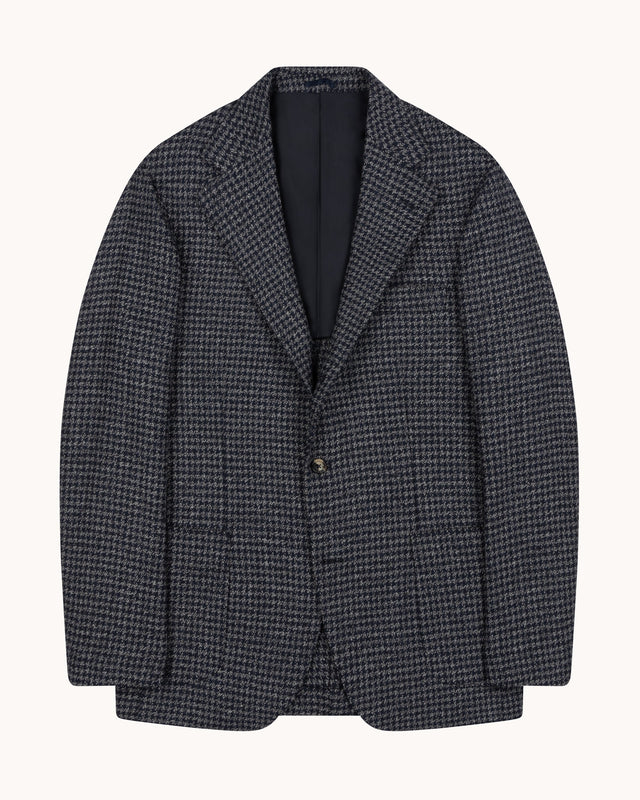 Sport Jacket - Navy Grey Houndstooth Wool