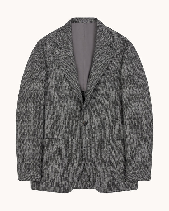 Sport Jacket Grey Herringbone Wool