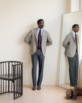 Sport Jacket Beige Brown Silk Glen Check