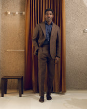 Single Pleat Trouser Dark Brown Linen