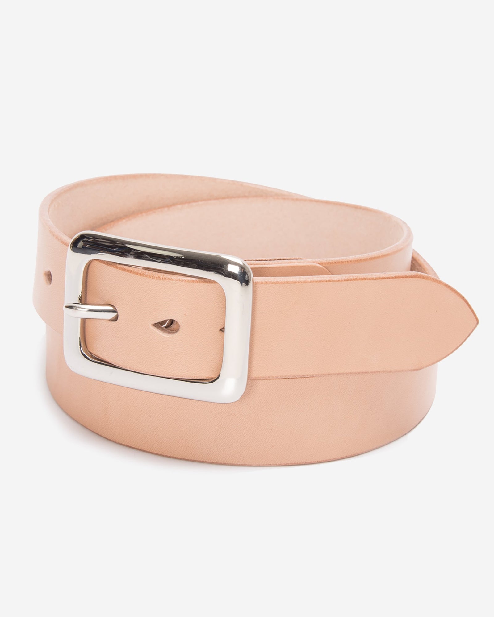 Heavy Duty "Tochigi" Leather Belt with Nickel Plated Garrison Buckle - Natural