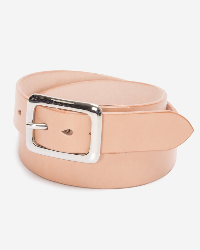 Heavy Duty "Tochigi" Leather Belt with Nickel Plated Garrison Buckle - Natural