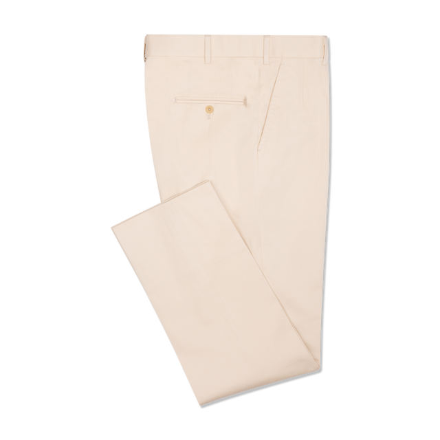Flat Front Trousers in Natural Canvas