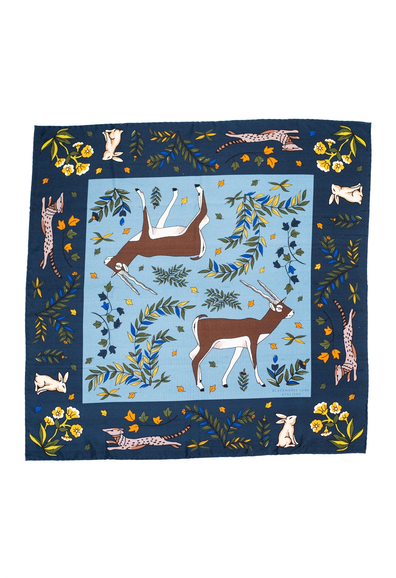 Navy Antelope Silk Bandana