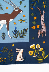 Navy Antelope Silk Bandana