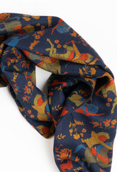 Navy Hunting Archers Wool Silk Scarf