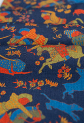 Navy Hunting Archers Wool Silk Scarf