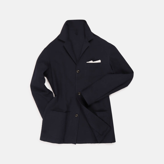 Painters Jacket in Navy Blue Seersucker
