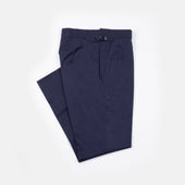 Flat Front Trouser in Navy Stretch Cotton Twill