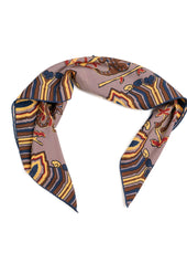 Navy and Brown Tiger Silk Bandana