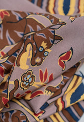 Navy and Brown Tiger Silk Bandana