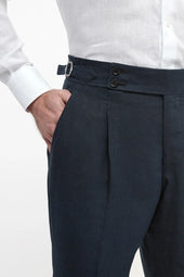 Blue Linen Soragna Trousers Made In Italy