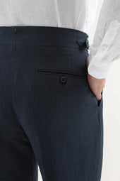 Blue Linen Soragna Trousers Made In Italy