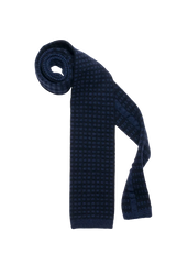 Navy Blue & Blue Wool Maglia Tie, Pattern 7