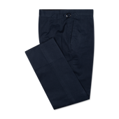 Flat Front Trouser in Navy Brushed Cotton Twill