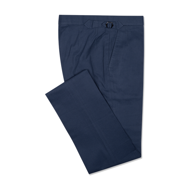 Flat Front Trousers in Navy Canvas