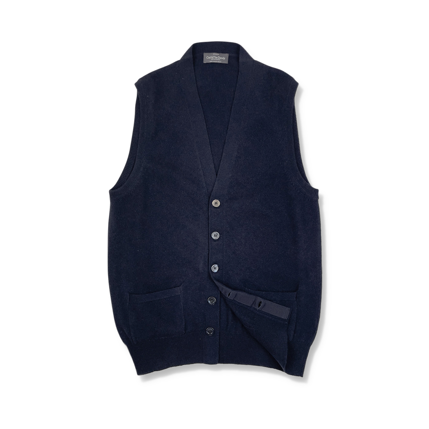 Cashmere Sleeveless Cardigan In Blue