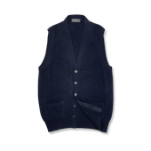 Cashmere Sleeveless Cardigan in Navy Blue