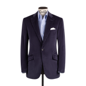 Single Breasted Notch Lapel Jacket in Navy Corduroy