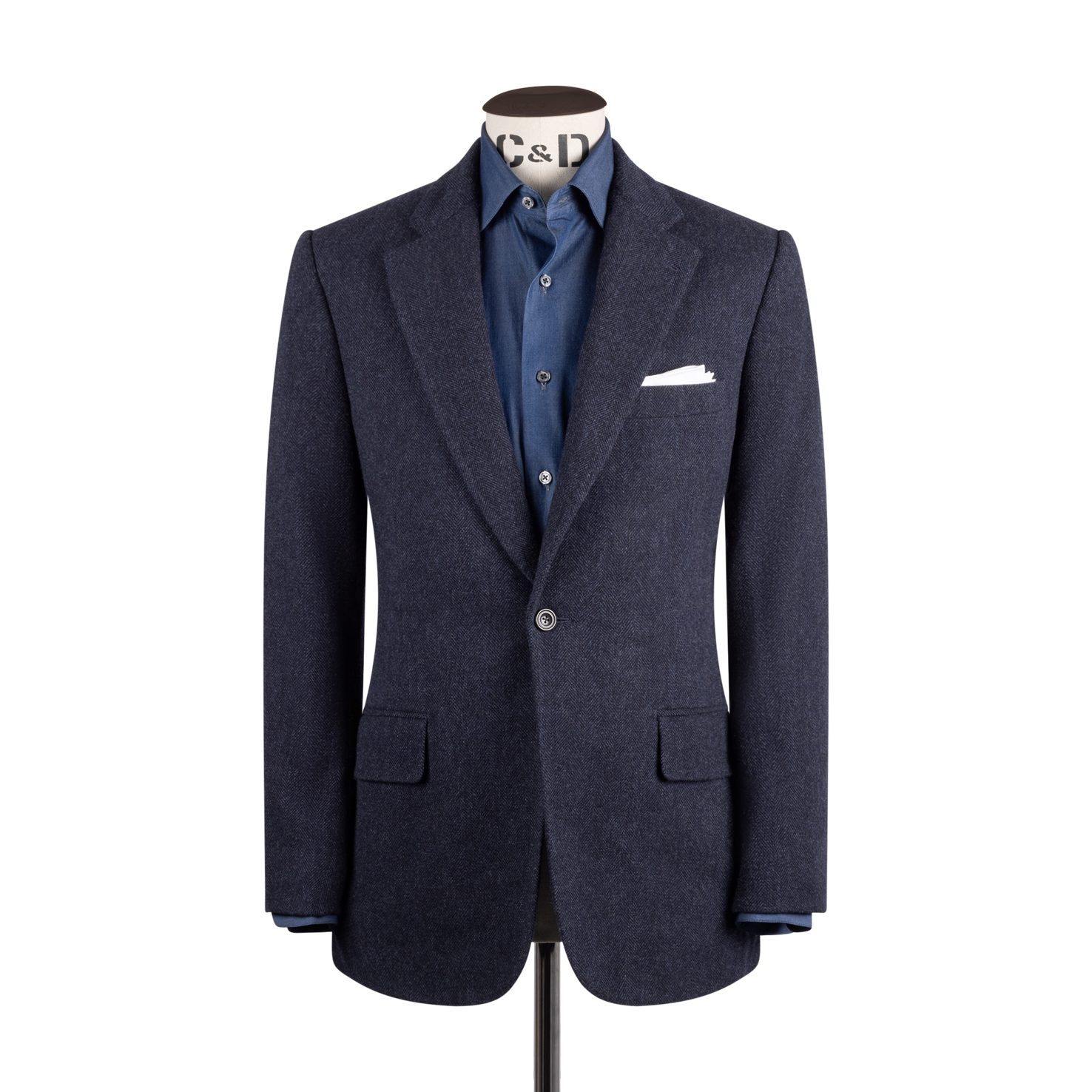 Single Breasted Notch Lapel Jacket In Herringbone