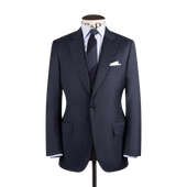 Single Breasted Classic Notch Suit in Navy Hopsack