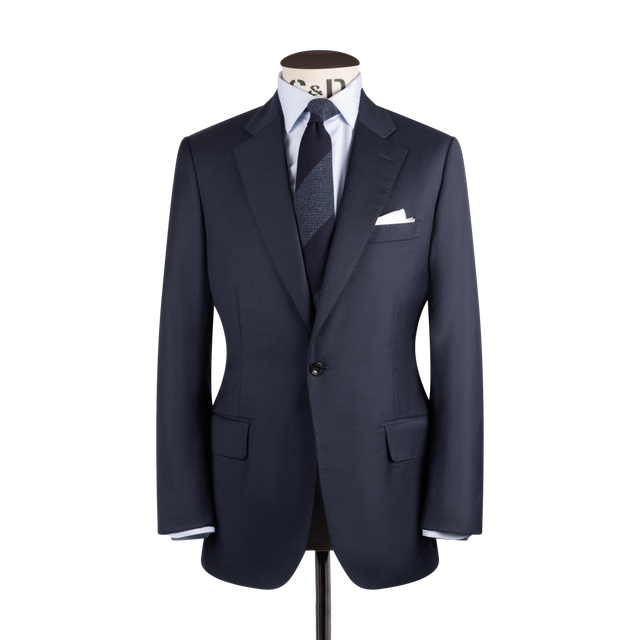 Single Breasted Classic Notch Suit in Navy Hopsack