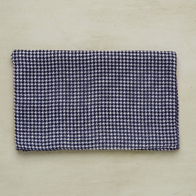 Wool And Silk Houndstooth Neckerchief In Navy