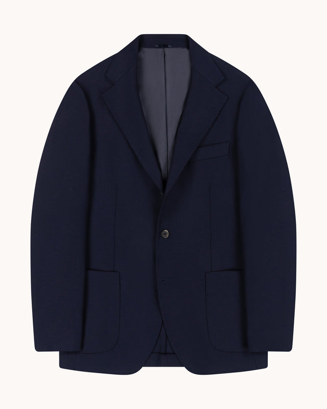 Sport Jacket - Navy Mock Leno Wool Hopsack