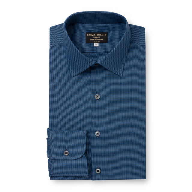 Blue/Black Windowpane Check Flanello Shirt