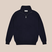 Cashmere driver's half zip sweater in navy