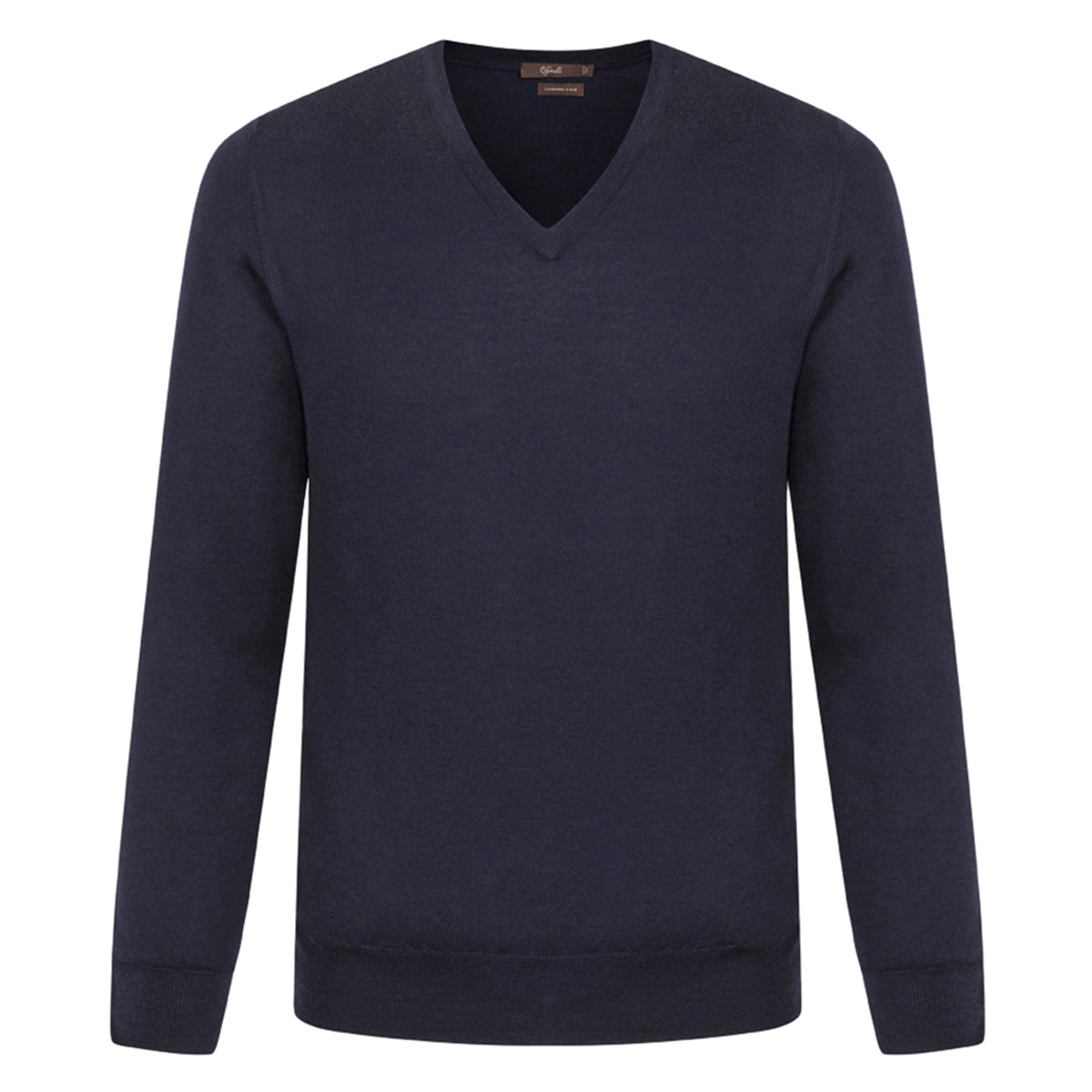 Pull Col V En Cachemire Soie Bleu Marine