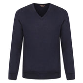 Pull col V en cachemire & soie bleu marine
