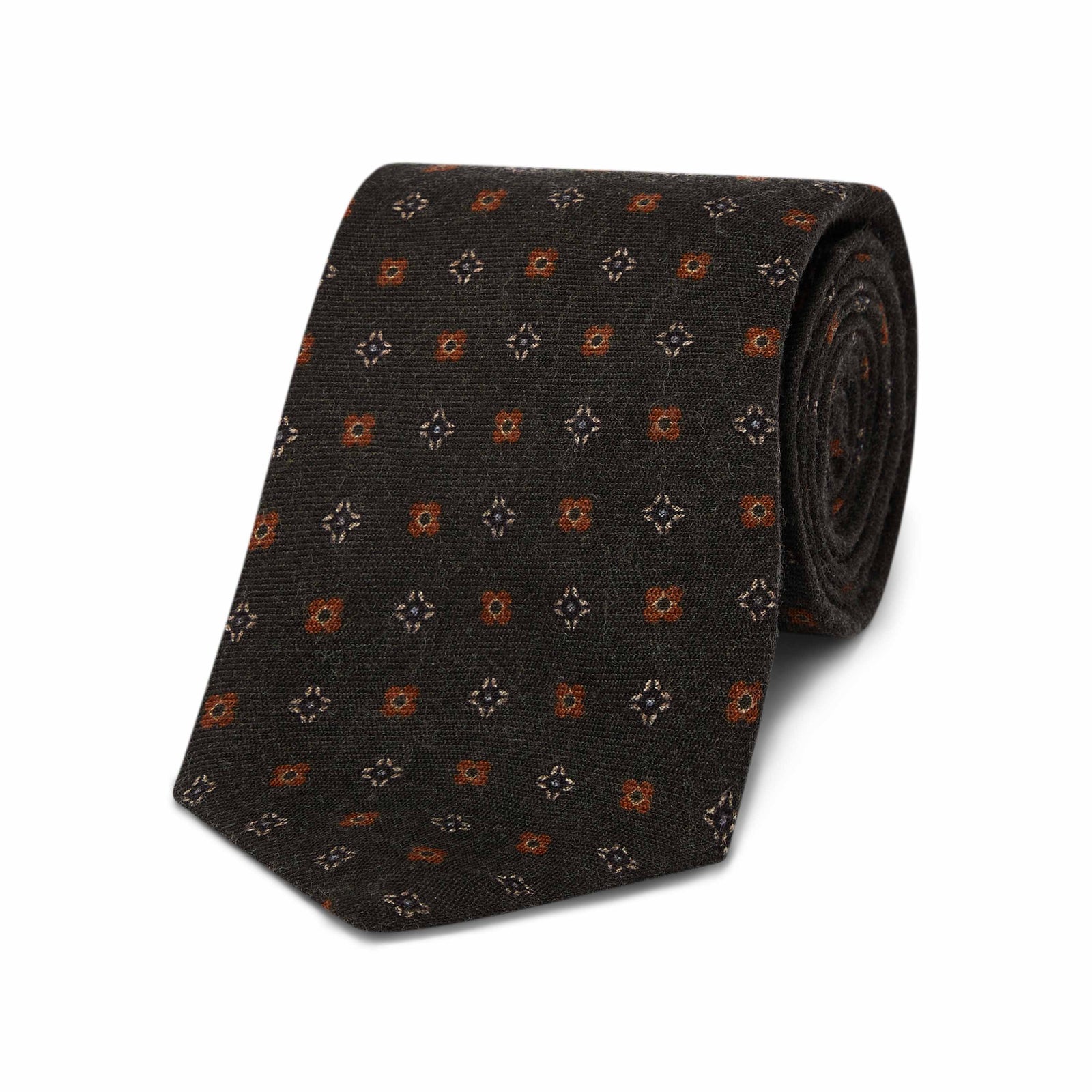 Neat Floral Design Wool Tie In