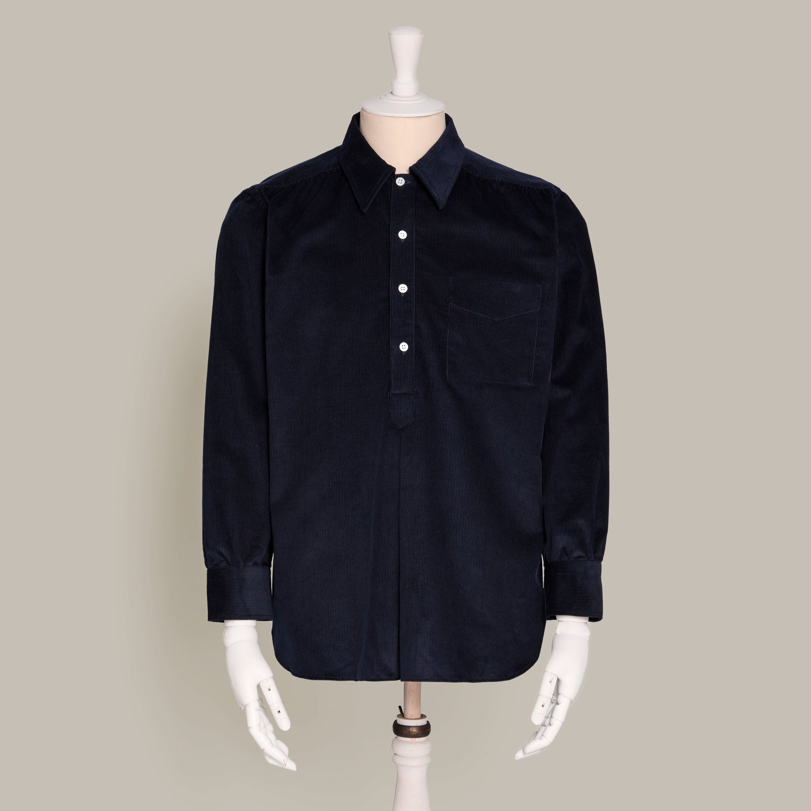 Corduroy Shirt With Inverted Pleat In