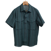 Short sleeve Wayfarer shirt in deep teal linen and cotton