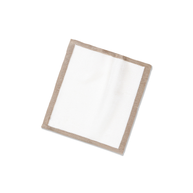 Knitted Pocket Square in Cream Silk