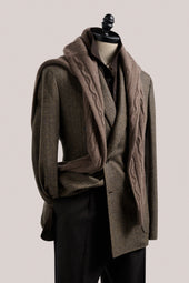 Naples Double Breasted Blazer Wool Cashmere Herringbone