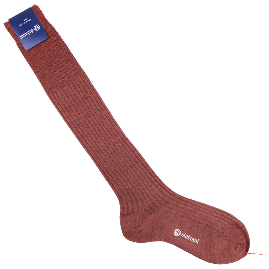 Knee Socks Ribbed Almond Wool