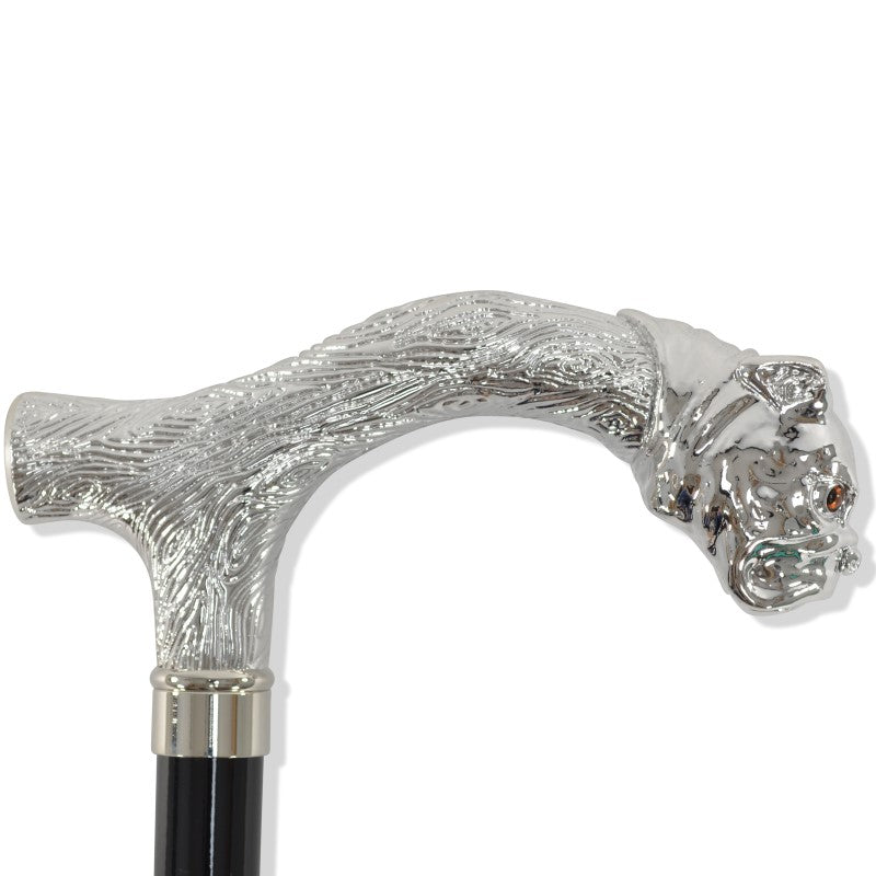 Fws2 Nickel Finish Bulldog Head Walking Stick