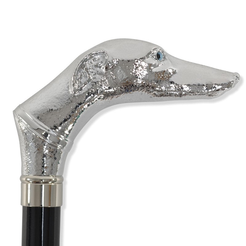 Fws2 Nickel Finish Greyhound Head Walking Stick