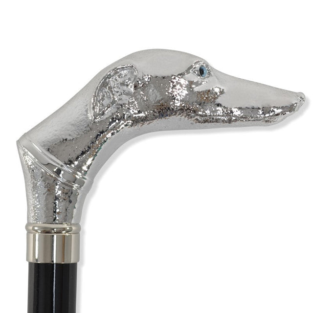 FWS2 Nickel Finish Greyhound Head Walking Stick (NEW 2026)