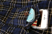 Nixon Shirt - Navy Printed Plaid Corduroy - Warehouse - Last One - Size Medium