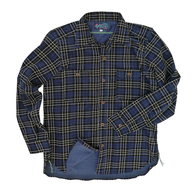 Nixon Shirt - Navy Printed Plaid Corduroy - Warehouse - Last One - Size Medium