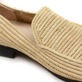 Handmade Moroccan Raffia Moccasin Toe Loafers Natural