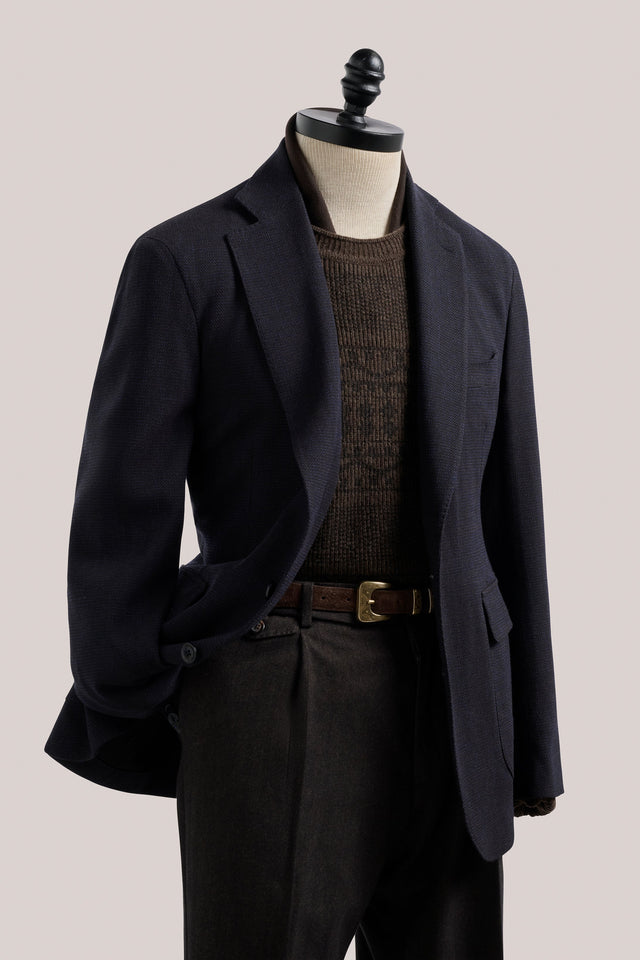 Apollo Unstructured Blazer- Wool - Navy Speckle
